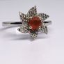 Sterling silver (Sz: S) Salamanca Fire Opal & White Zircon Ring in Rhodium Overlay Sterling Silver 1.84 ct Image 2