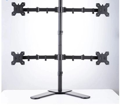 BRAND NEW Quad Four Arm Desk Mount Ergonomic LCD Computer Monitor Bracket Stand Tilt Rotation 17'-32' Screen Support