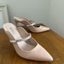 Nude Pointed Toe Mule Heels with Diamante Strap Image 4