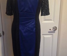 Alexon Royal Blue & Black Lace Occasion Dress  UK 12 Open to offers
