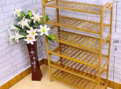 6 Tier Natural Bamboo Wooden Shoe Rack (FREE POSTAGE)