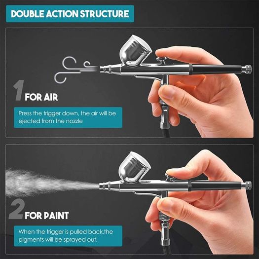 BRAND NEW EU US Stock Mini Airbrush Gun Set with Air Compressor Pressure Adjustment Dual Action Airbrush Kit for Painting,Cake,Craft,etc