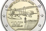 Malta 2 Euro Commemorative Coin 2015 - First Flight from Malta. Uncirculated.