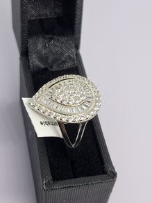 Cubic Zirconia Ring in Rhodium Overlay Sterling Silver