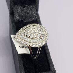 Cubic Zirconia Ring in Rhodium Overlay Sterling Silver