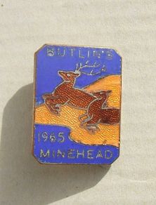BUTLINS MINEHEAD 1965 (holiday camp, Somerset) - resident camper's enamel badge