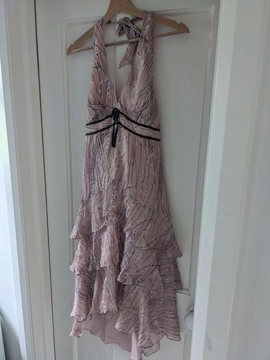 Elegant pink and brown halterneck