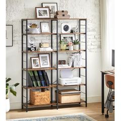 Bookcase XL 6 Tier Rustic Brown Industrial Shelf
