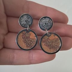 Alviero Martini stainless steel geomap earrings