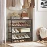 Shoe Rack 4 Tier Shoe Rack Narrow 3 Tier Polyester Fabric Metal Frame Hallway Entrance Industrial Design Vintage Brown/Black Image 3