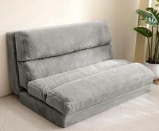 Bean Bag Bed Folding Sofa Bed Mattress for Adults, Extra Thick 6 Fold Floor Couch for Bedroom Living Room, Gray, 135x240 cm