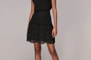 Whistles Black Cotton Broderie Skirt