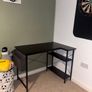 L Shaped Gaming Desk 120x70 cm Computer with Storage Bag Office Small Writing Table Large Reversible Shelves Workstation for Study Play Work Home Black Image 8