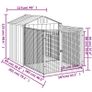 Dog House with Run Light Grey 117x201x123 cm Galvanised Steel Image 5