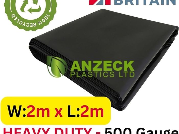 NEW SALE | Black Plastic Sheeting Heavy Duty - Polythene Sheet for Garden, 500G Gauge Thick, Strong Waterproof Gardens Cover Sheets | 2M x 1M