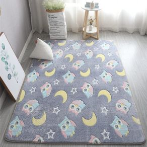 Area Rug Glow in The Dark Large Soft Rug for Bedroom Living Room Washable Carpet Home Decor Grey Owl 120x60cm (FREE POSTAGE)