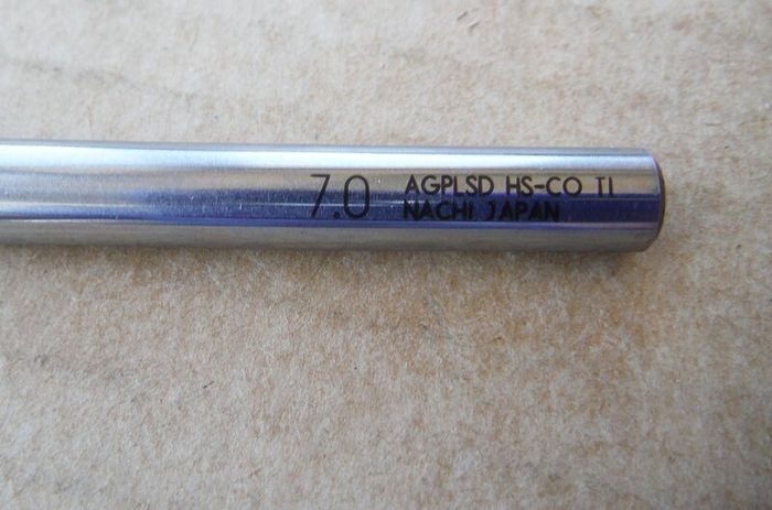 Long series drill bit, diameter 7 mm, counter 290 mm, working 200 mm. Cobalt brittle steel. Prepared by Nachi-Fujikoshi Corp. in Japan. New.