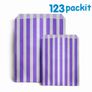 Lot of 200 pcs PURPLE stripe sweet bags 5x7" ideal for candy weddings parties candy cart shop small retails and sweet shops SIZE 5x7 inches Image 3