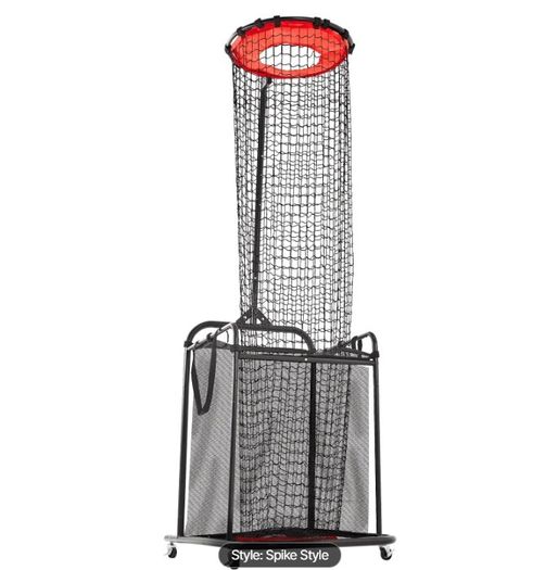 Adjustable Volleyball Training Net with Ball Collection Cart Portable Setter, Serving & Spiking Practice Equipment