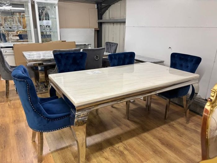 Marble Kitchen Dining Table With 6 Chairs