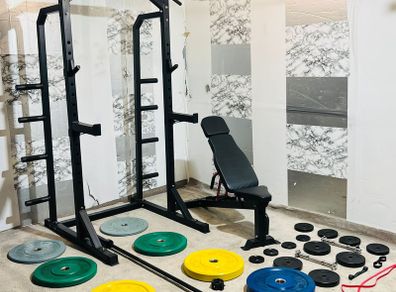 Half Rack Olympic Weights Barbell Dumbbells