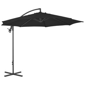 Cantilever Umbrella with Steel Pole 300 cm Black
