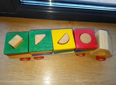 Wooden shape sorter truck