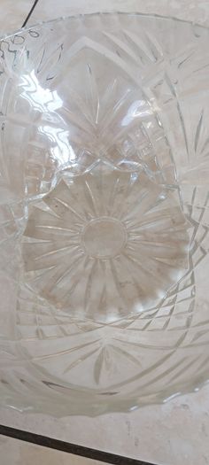 Vintage French Clear Glass Dessert Set Sunburst Pineapple Design
