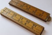 Vintage 24" Wooden &amp; Brass Rulers