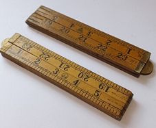 Vintage 24" Wooden & Brass Rulers