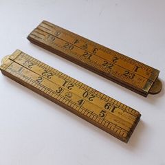Vintage 24" Wooden & Brass Rulers