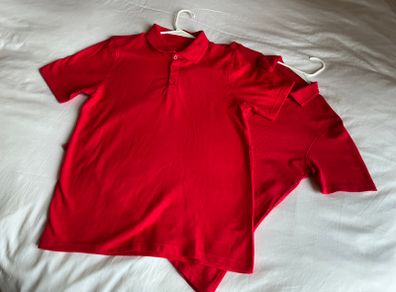 School uniform red polo shirts new no tags x 2