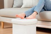 Small Ottoman Storage Stool, Oval Folding Boucle Footstool, Foldable Foot Rest, for Living Room, Bedroom, Dorm,41x31x31cm,White