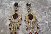 Gold and Bronze Crystal Costume Earrings