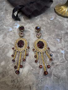 Gold and Bronze Crystal Costume Earrings