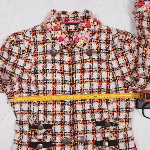 Next Orange White Tweed Jacket Boucle Blazer 10UK/38EU