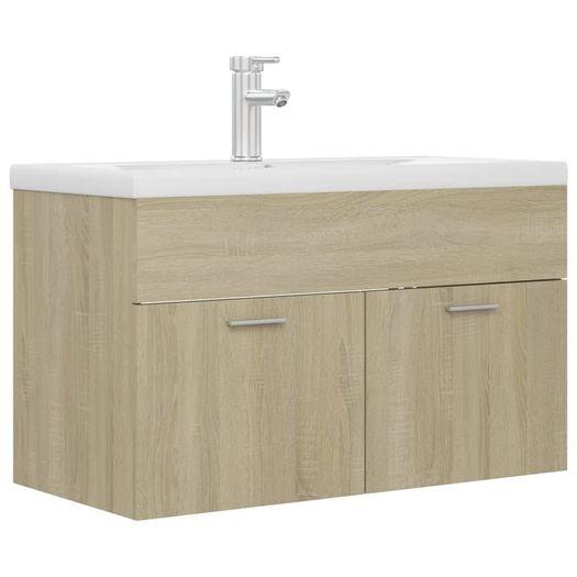 Sink Cabinet with Built-in Basin Sonoma Oak Chipboard