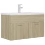 Sink Cabinet with Built-in Basin Sonoma Oak Chipboard Image 2