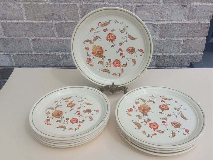 Fabulous Set of Five Dinner Plates and Five Breakfast Plates by Arklow Pottery in the Brendan Erin Stone, Unknown Pattern Name