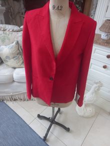 Red linen zara blazer