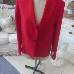 Red linen zara blazer
