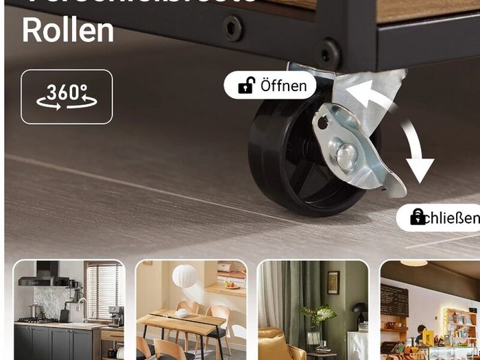 Kitchen Trolley with Worktop on Wheels