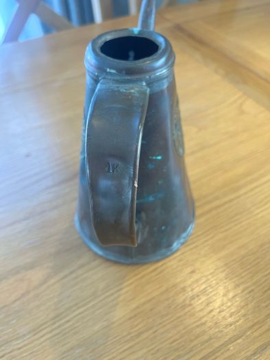 Antique French Copper Oil Jug Stamped
