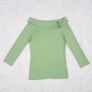 Monsoon Sage Green Bardot Off-The-Shoulder Top Bow Detail 12UK/40EU Image 5