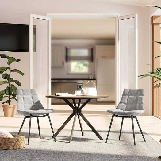 Dining Chairs Set of 2 grey velvet