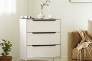 Chest of Drawers, Dresser with 3 Fabric Drawers and Aluminium Handles - White