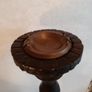 Vintage Hand Carved Wood Floor Ashtray. Brass Insert. Image 4