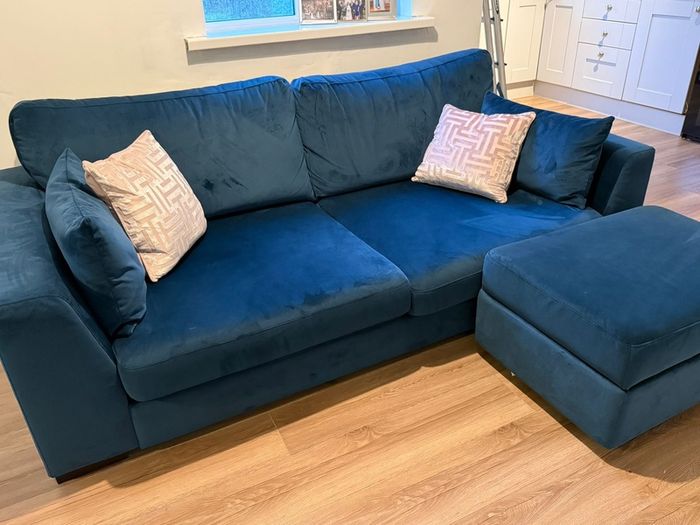 DFS Navy Plush Sofa
