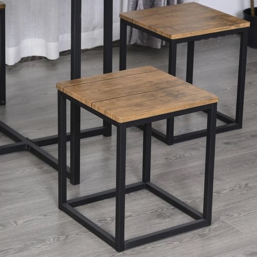 MDF Topped Steel 5-Piece Dining Table w/ 4 Stools Set Black (FREE SHIPPING)