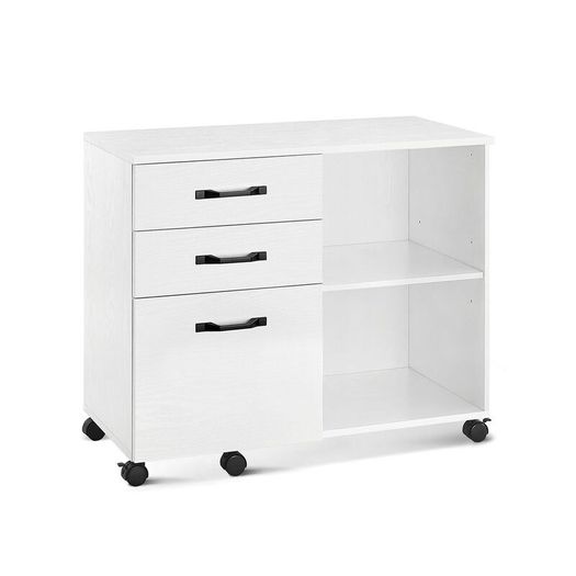 Mobile Filing Cabinet with 3 Drawers, Adjustable Shelf and Lockable Castors Office Cabinet